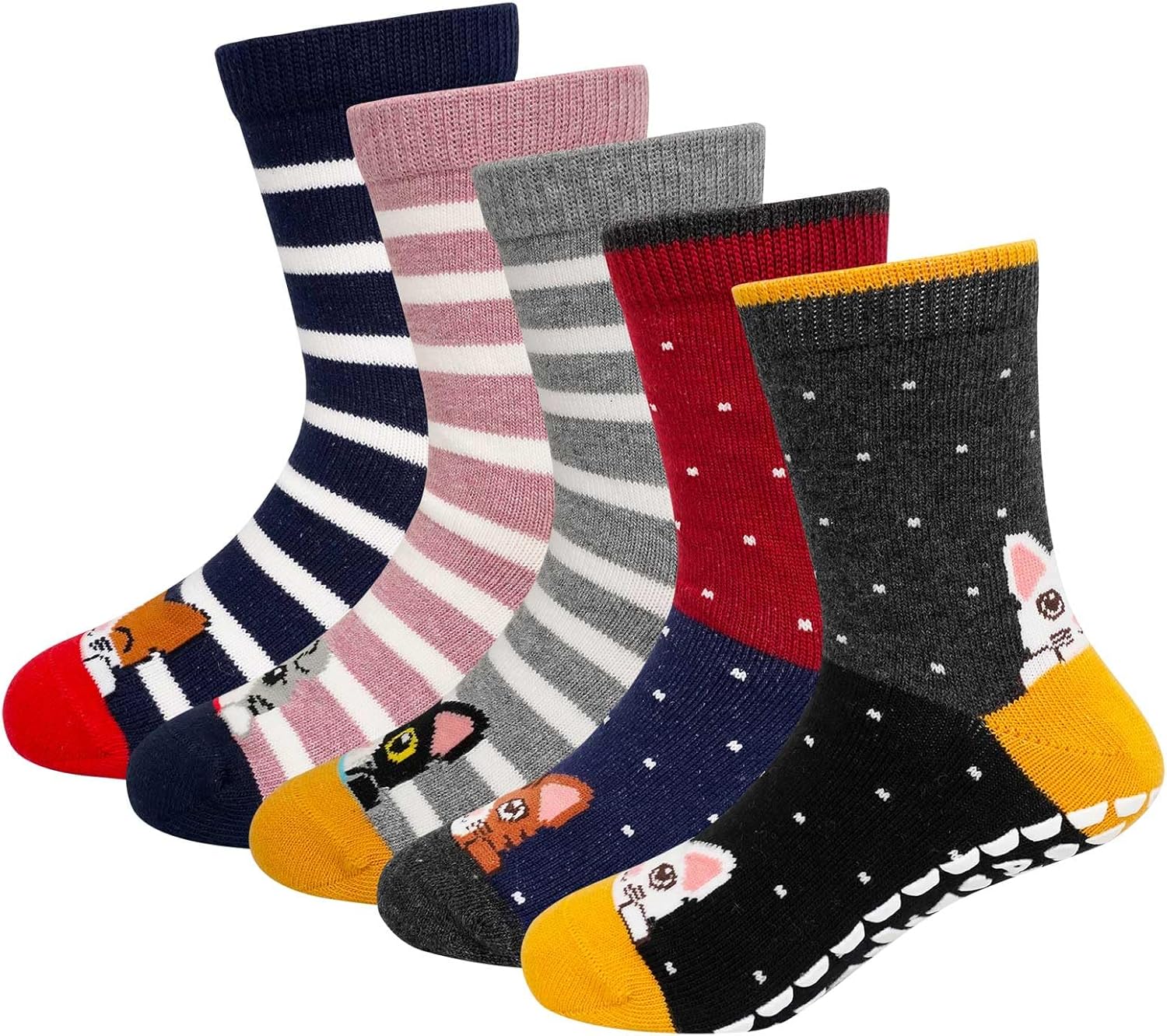 ZFSOCK Chaussettes Antidérapantes Enfant Filles 5 Paires