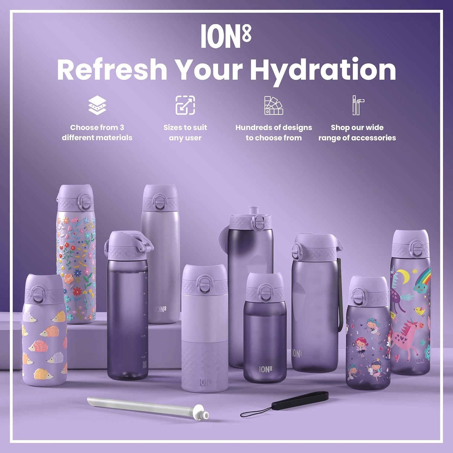 Thumbnail 5 de Ion8 Water Bottle, 500ml/18oz — Slim, Leak-Proof, BPA-Free Stainless Steel Bottle with Secure Lock