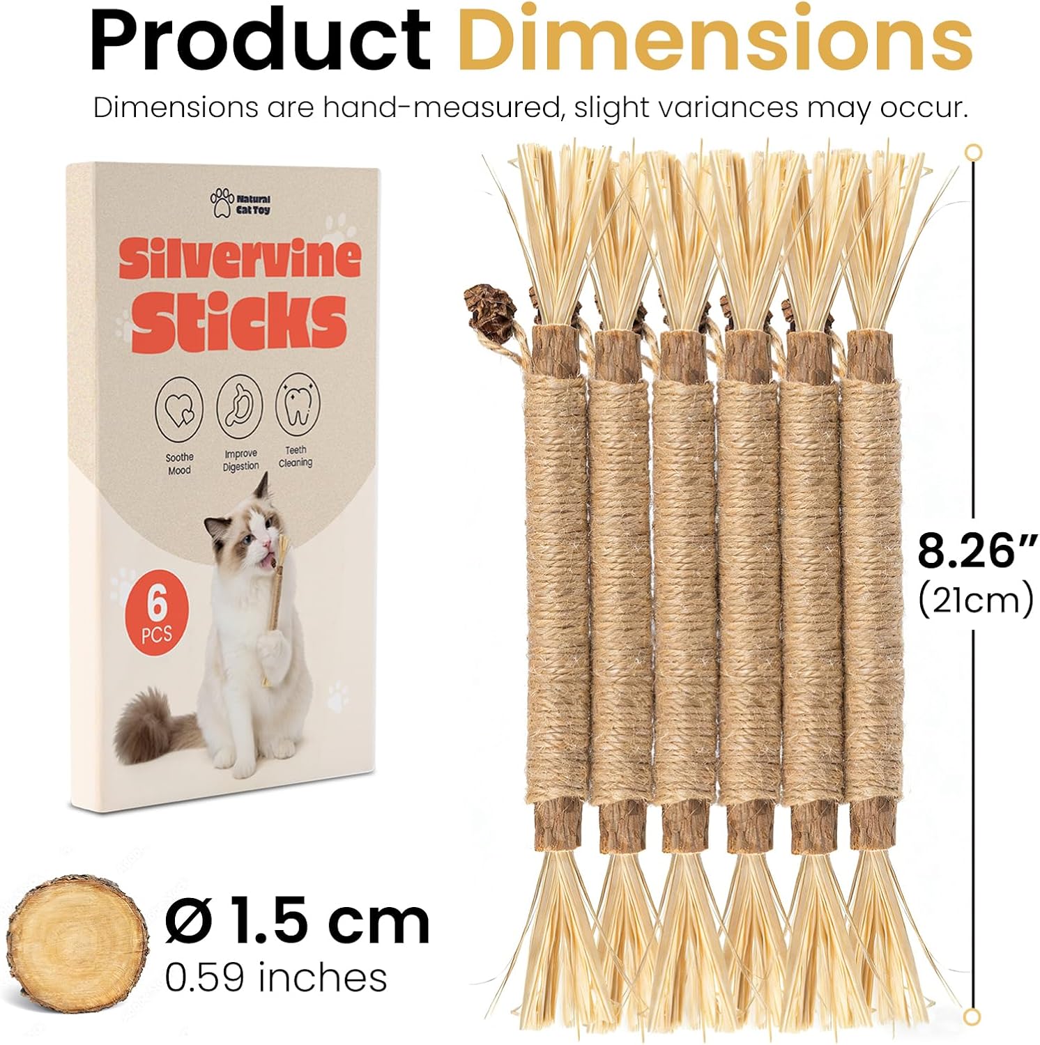 Detalle 2 de Aidiyapet Bastoncini Matatabi per Gatti – 6 Pezzi di Bastoncini da Masticare con Silvervine e Corda di Sisal