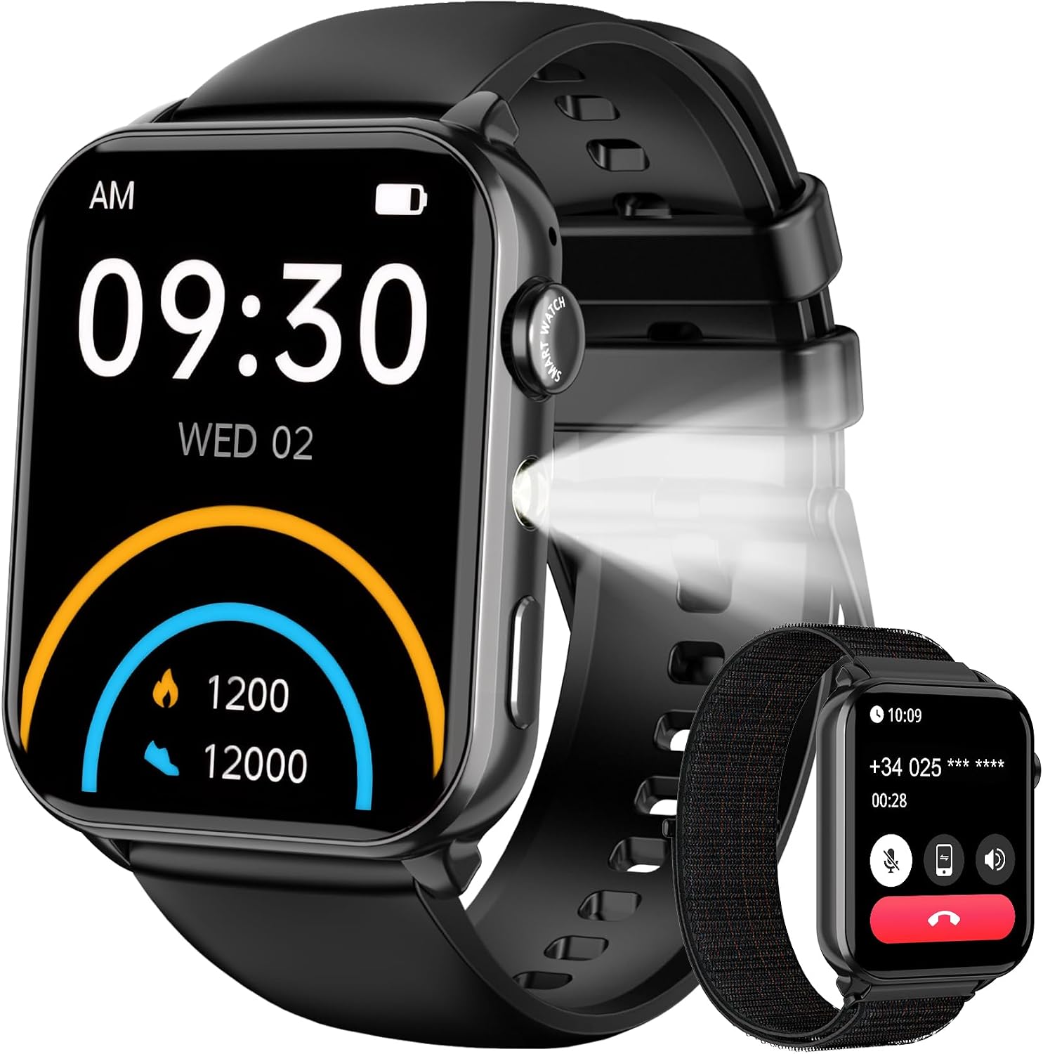 Detalle de Baolubao Smartwatch Uomo Donna con Chiamate Bluetooth, LED Torcia e 2 Cinturini - DIY Quadranti