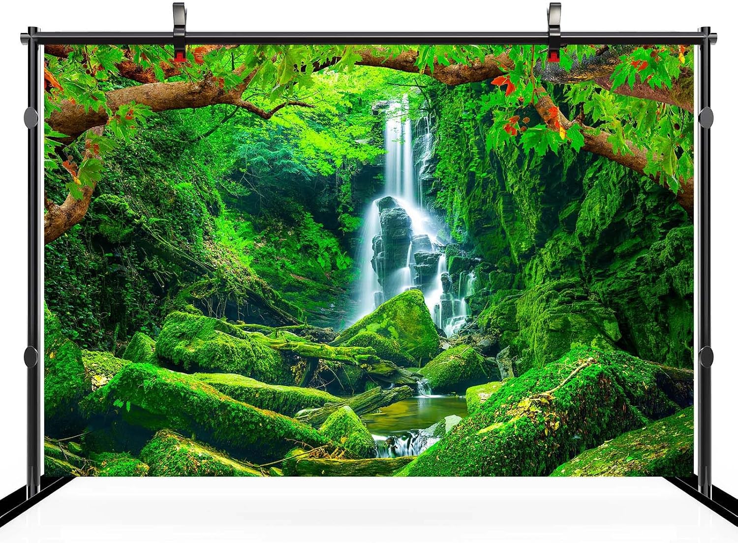 Detalle de CHNBGPRO 2.1m x 1.5m Green Jungle Waterfall Backdrop