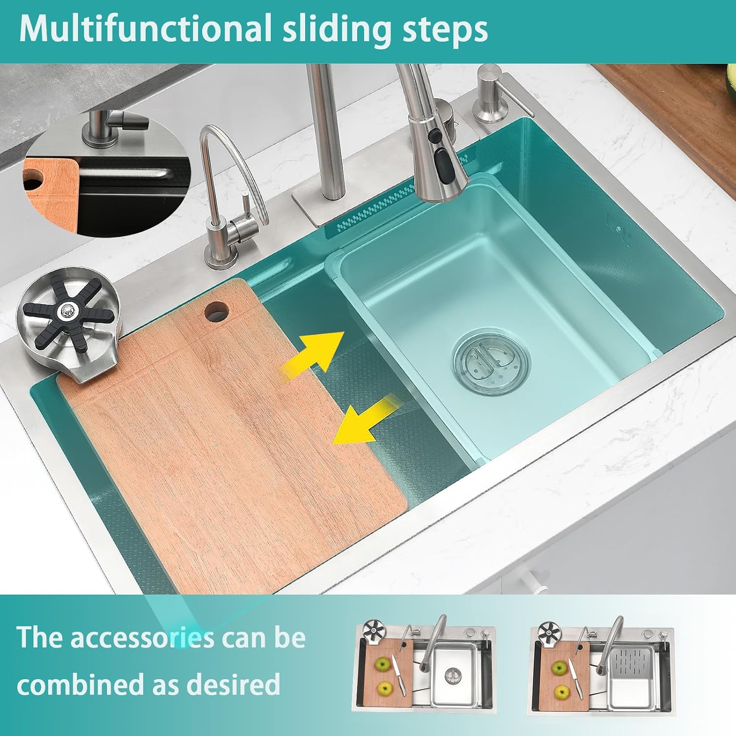 Thumbnail 5 de Bokaiya Kitchen Sink Multifunction Waterfall 75x45cm