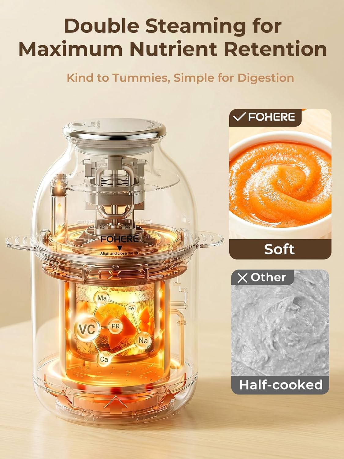 Thumbnail 6 de FOHERE Baby Food Maker, Nutri Ease All Stage One Steamer Blender