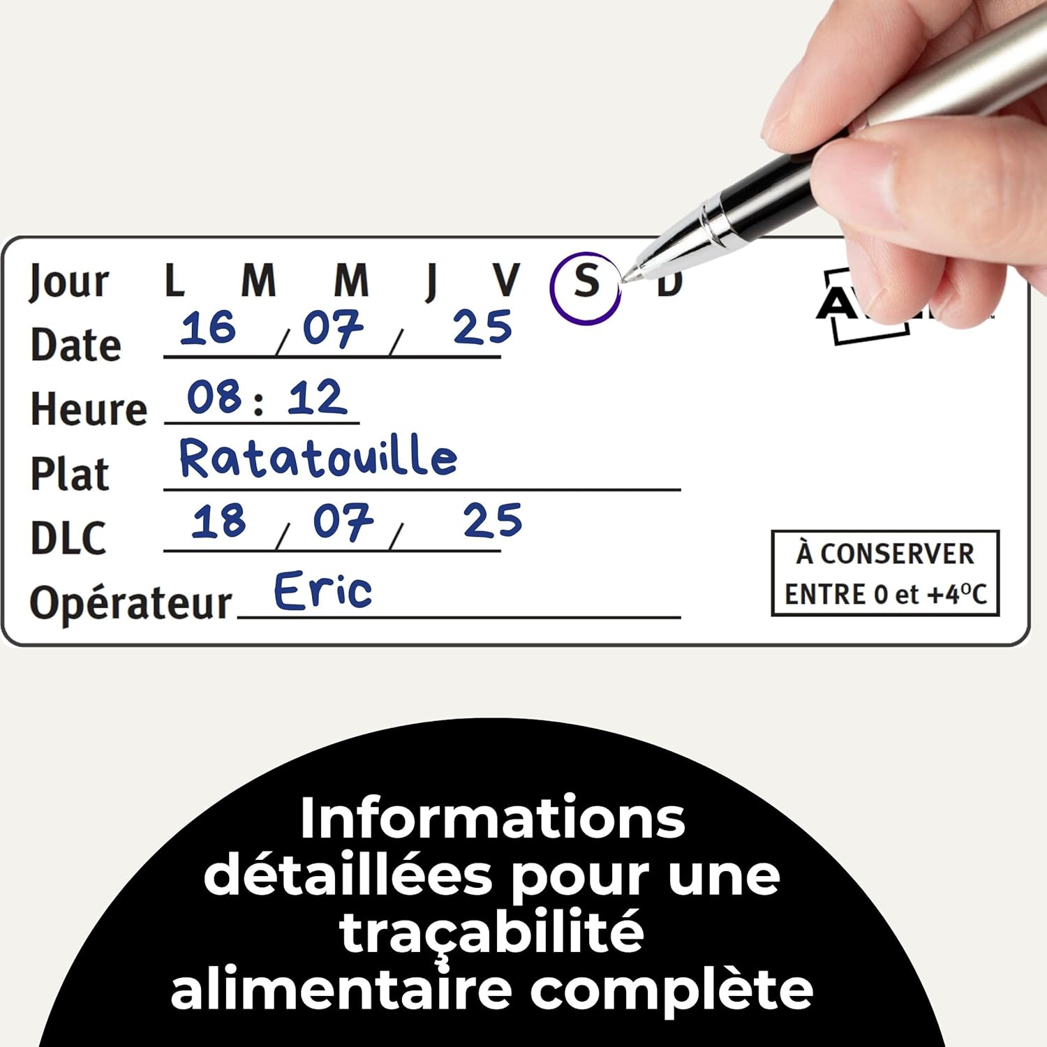Thumbnail 3 de Avery – 300 Étiquettes Blanches Amovibles en Rouleau Pré-imprimées 98 x 40 mm pour DLC et Traçabilité Alimentaire