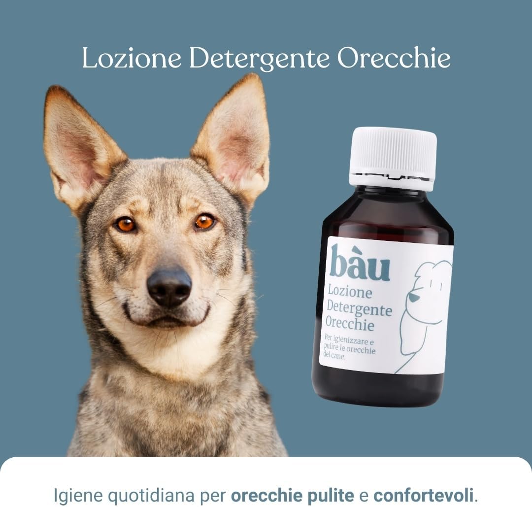 Detalle 2 de Bau Pulizia Orecchie Cane Delicata con Aloe Vera, Camomilla e Calendula – Detergente per Orecchie