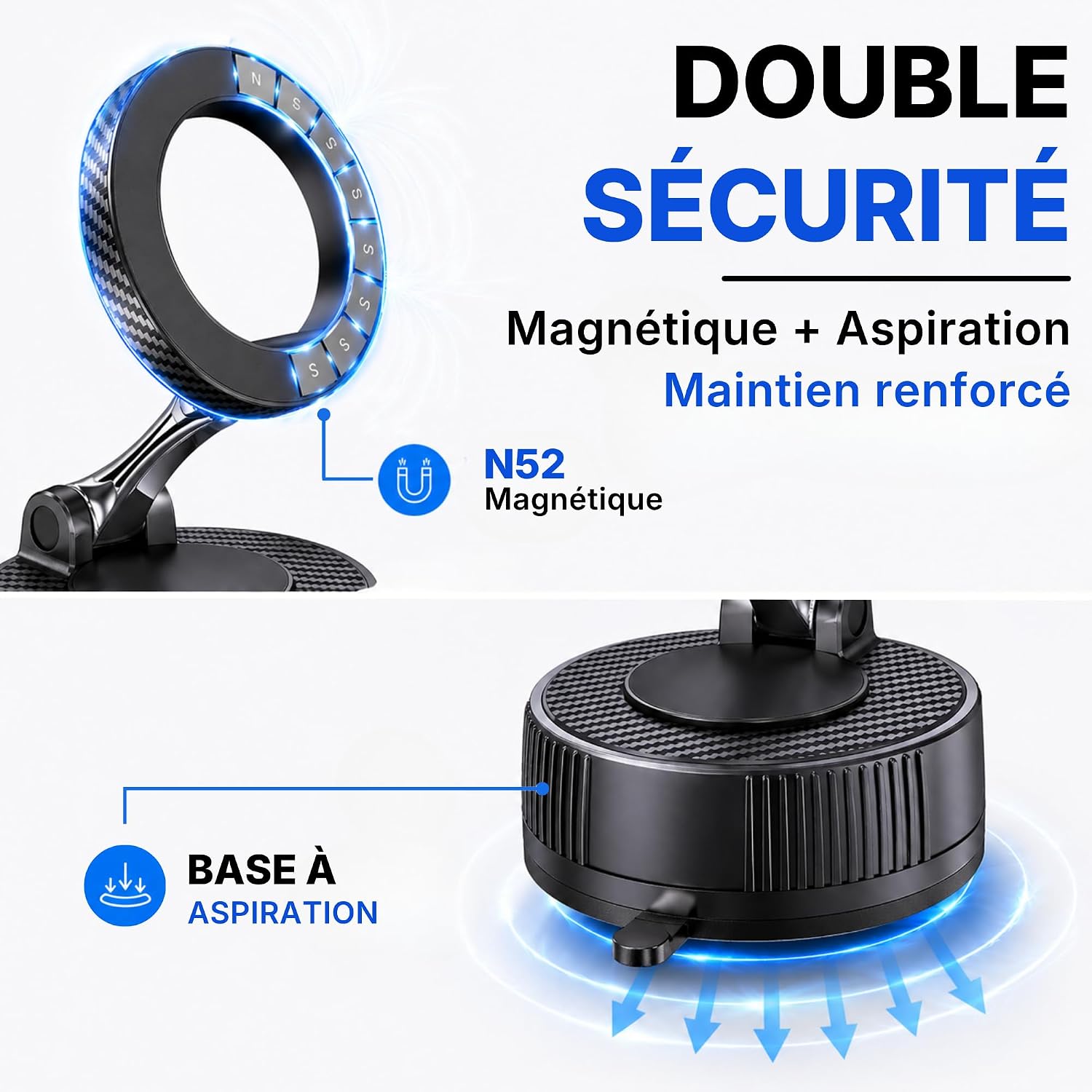Thumbnail 3 de Novecia Support Téléphone Voiture Magnétique – Fixation à Aspiration Ultra Stable, MagSafe Compatible