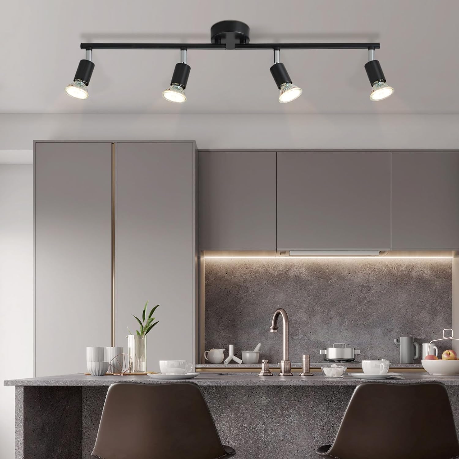 Thumbnail 3 de Glitzerlife LED Deckenstrahler Schwarz, 4-flammig mit schwenkbaren Köpfen (GU10) – für Schlafzimmer, Küche & Flur