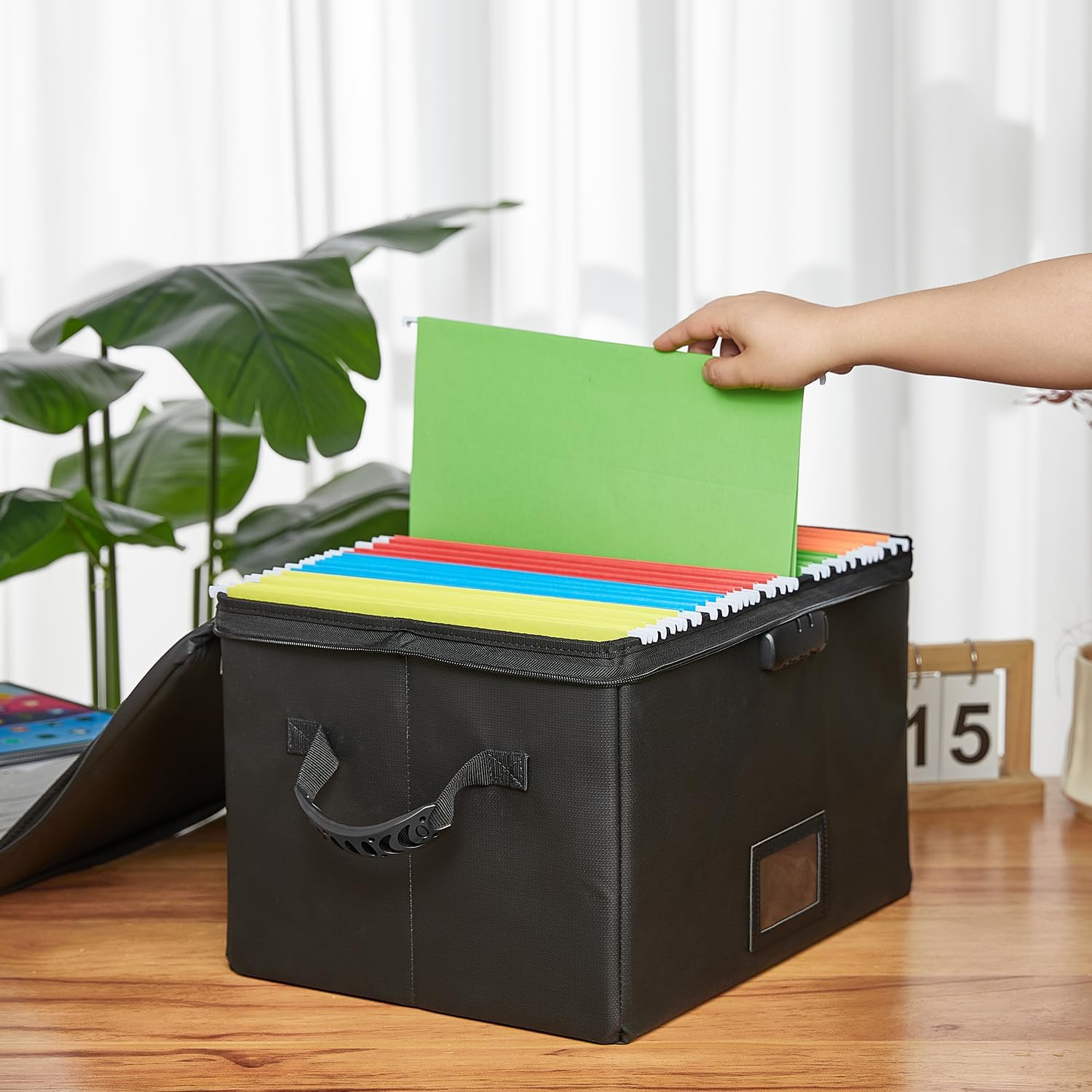 Thumbnail 6 de Fireproof Document Box with Lock, Collapsible Fireproof File Storage for Letter/Legal Folders (Pink)