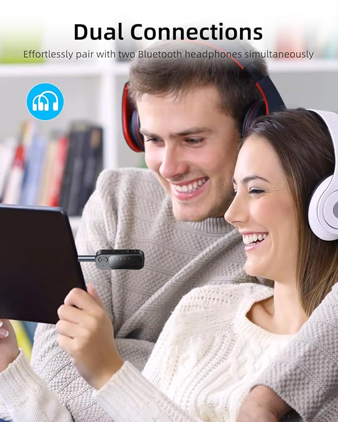 Detalle 2 de Transmetteur Récepteur Bluetooth 5.4 — transmisor/receptor 2 en 1 para TV y audio