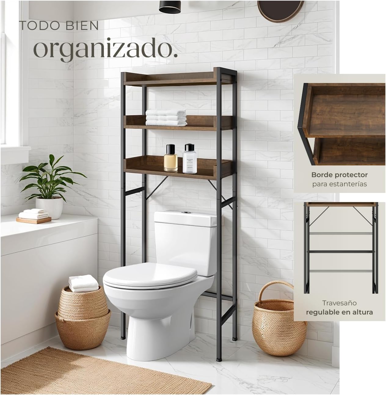 Thumbnail 5 de tectake® Estanteria baño estilo industrial 165,5 cm