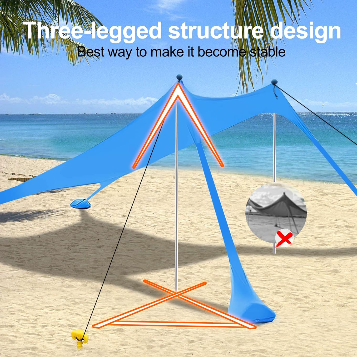 Detalle de Beach Canopy Tent Sun Shade with UPF 50+ UV Protection