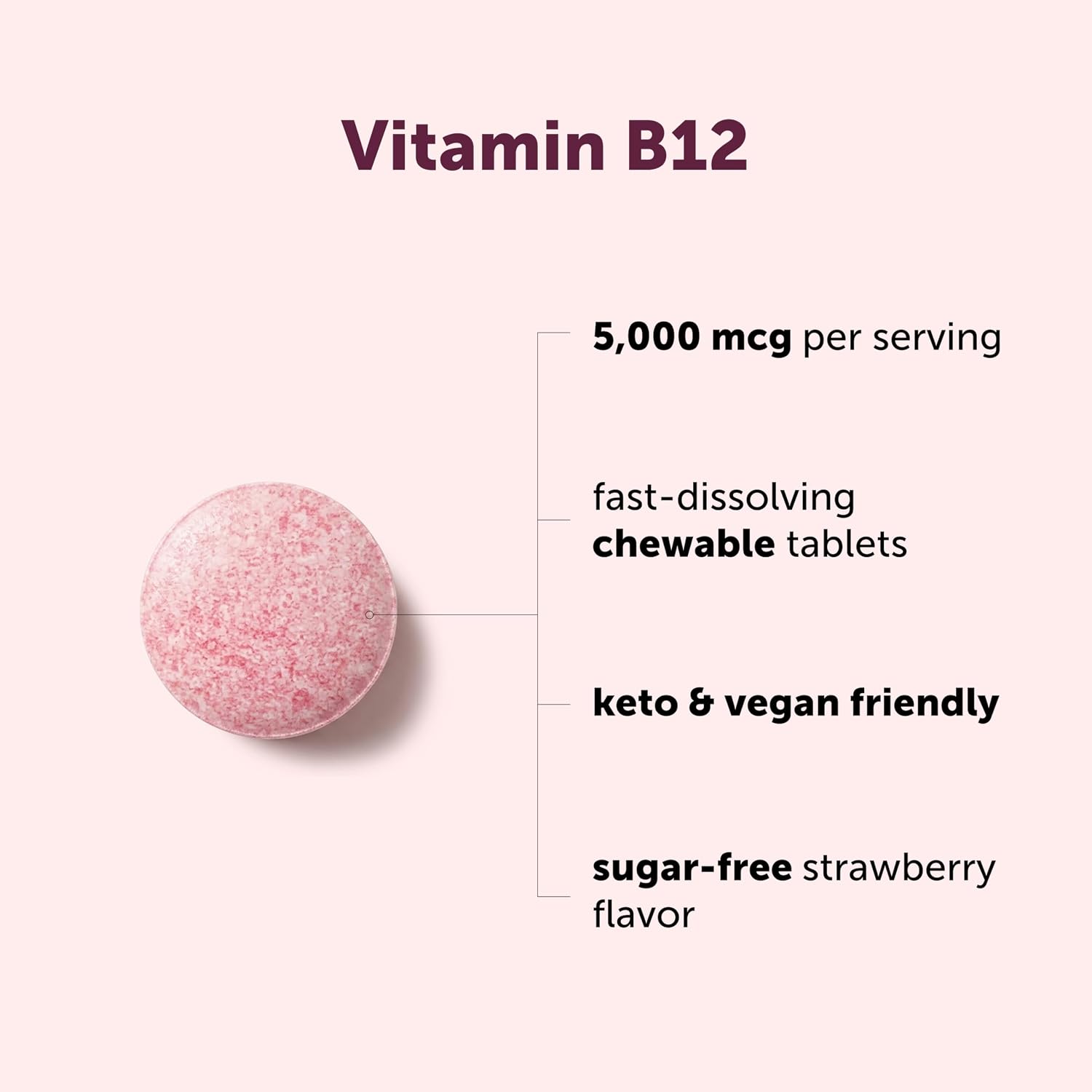 Detalle de Micro Ingredients Vitamin B12 Chewable Tablets, 5,000 mcg