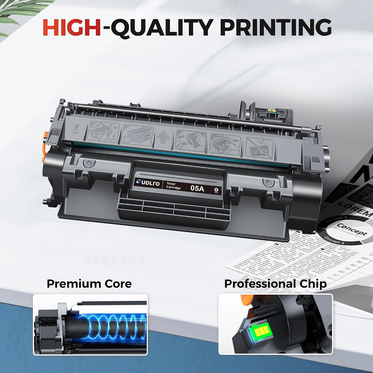 Detalle 2 de SUDLTO 05A CE505A Black Laser Toner Cartridge, Compatible 2-Pack