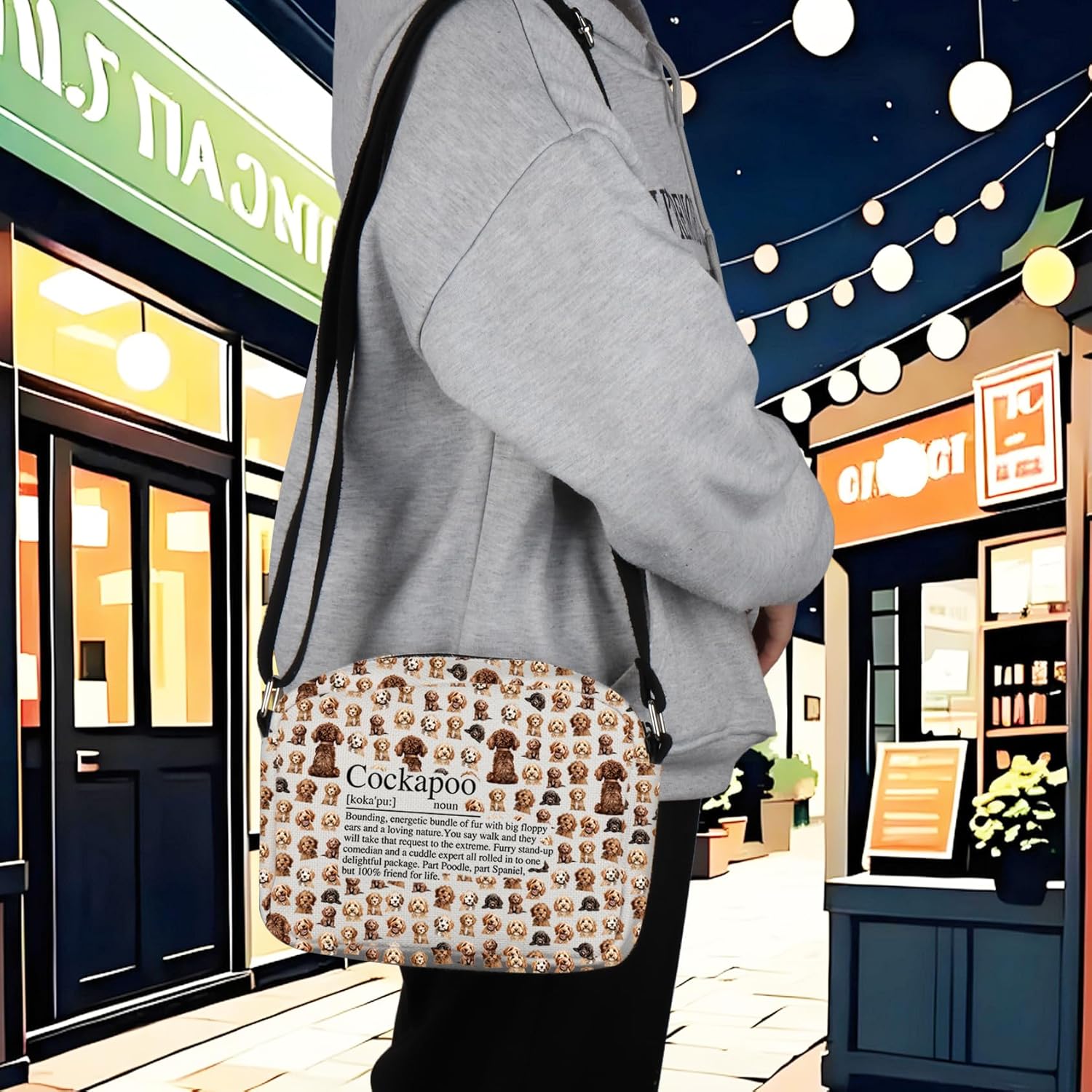 Detalle de PXTIDY Cockapoo Definition Crossbody Bag – Practical Gift for Cockapoo Lovers