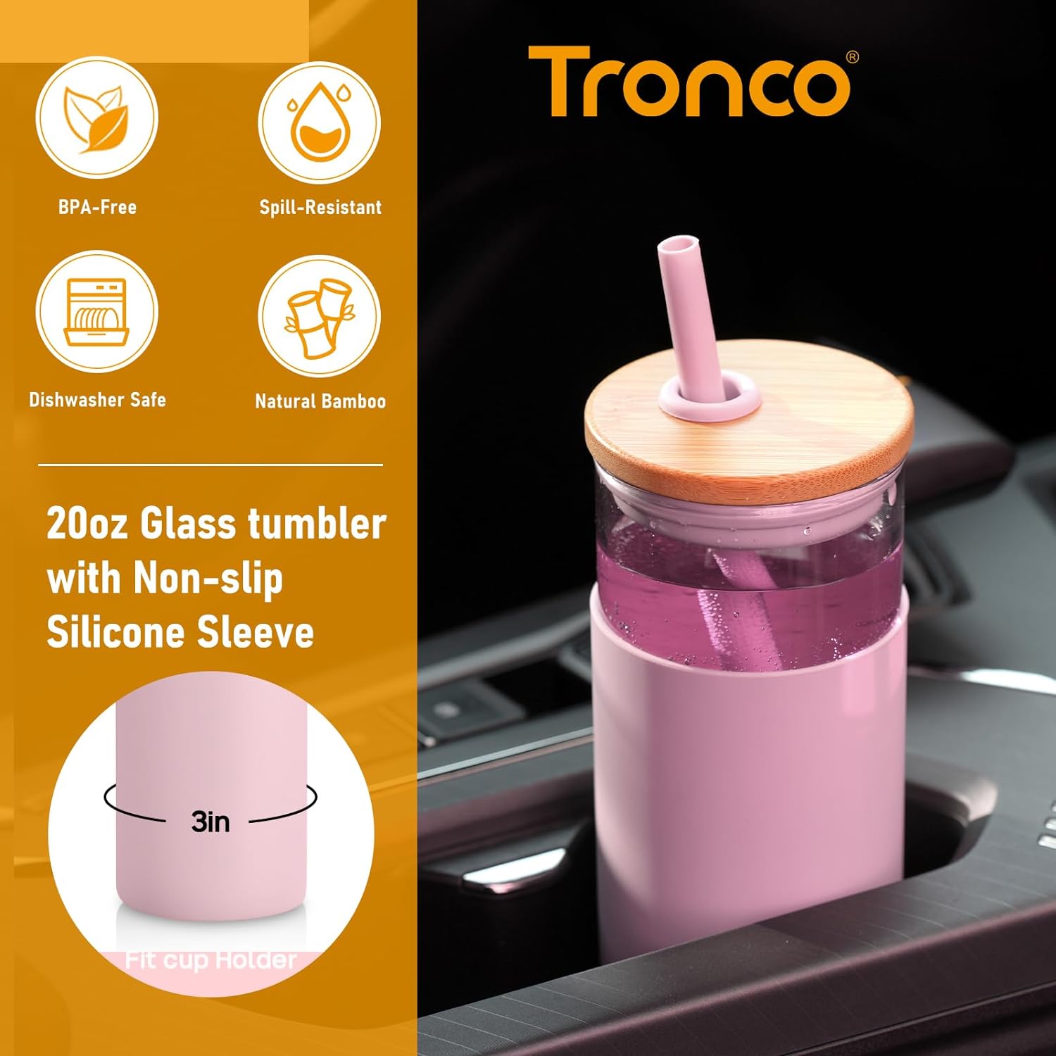 Thumbnail 1 de Tronco 20 oz Glass Tumbler with Lid and Straw