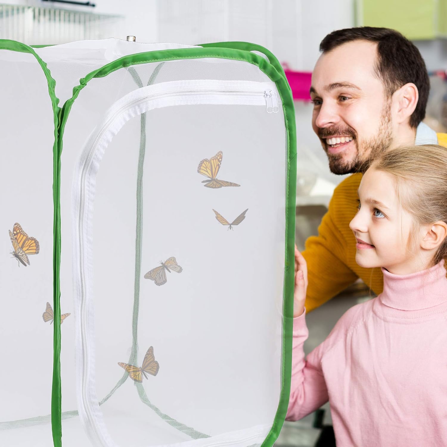 Detalle 2 de 23.6-Inch Large Butterfly Habitat Insect Cage: Pop-Up Clear-View Enclosure