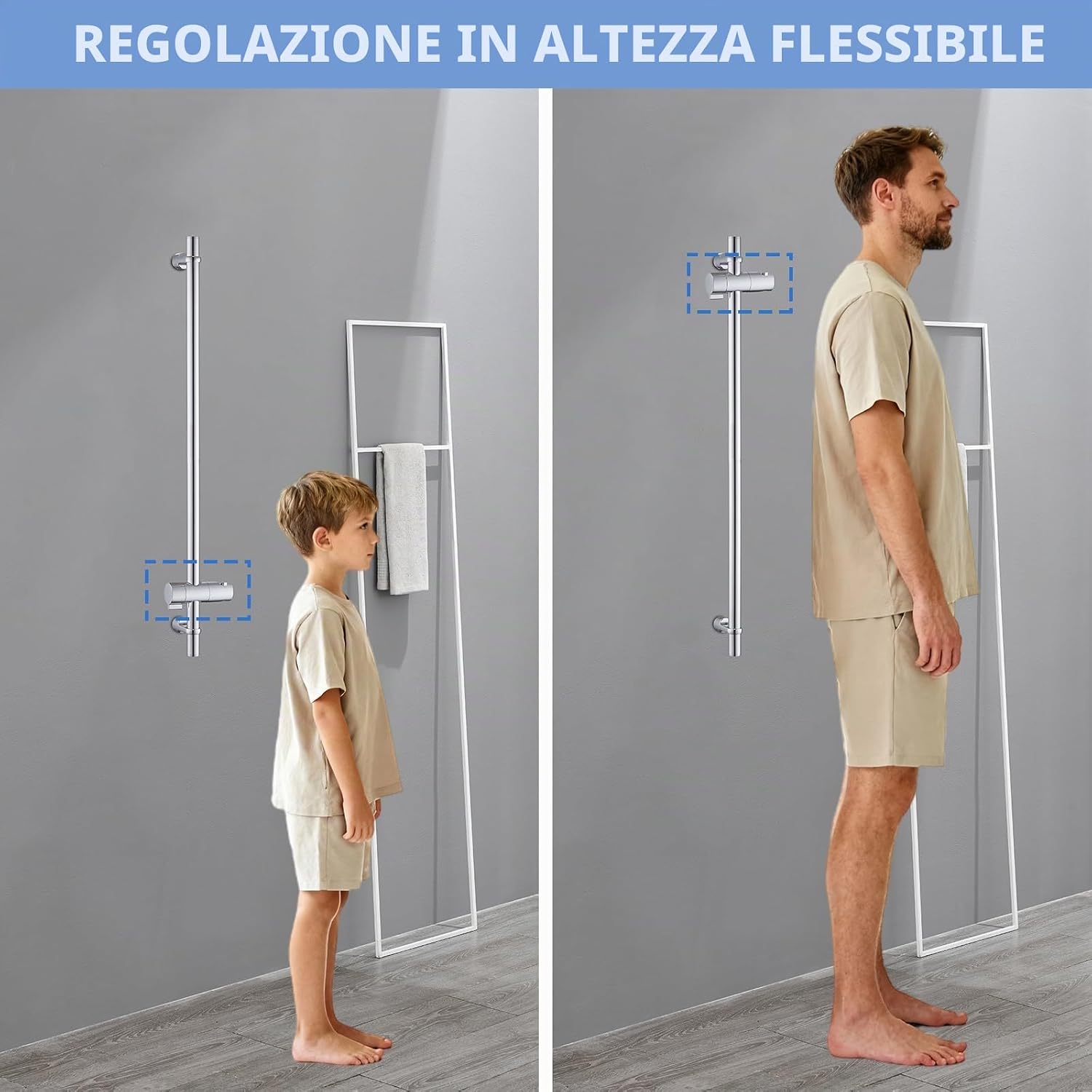 Thumbnail 6 de Asta doccia Kelleria 110 cm in acciaio inox SUS304: robusta, regolabile e facile da installare