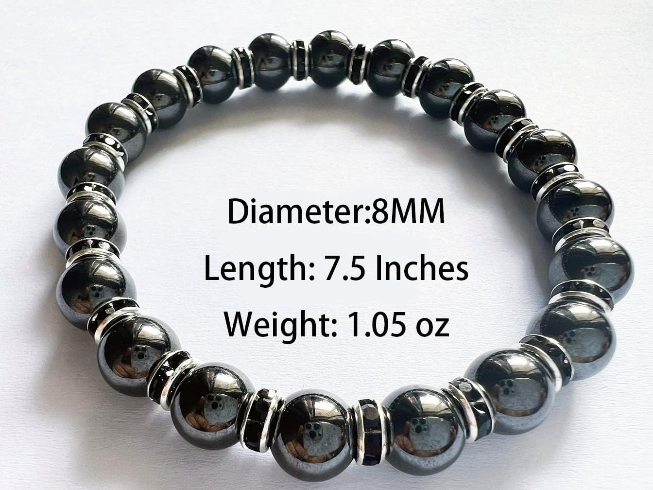 Thumbnail 3 de Apocalyptic-K Magnetic Hematite Bracelet, 6/8MM with Zirconia Rhinestones