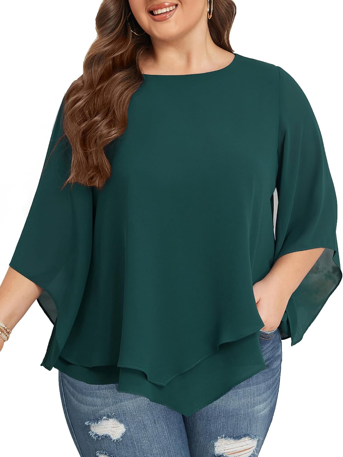 Thumbnail 5 de Chiffon Bluse für Damen in großen Größen