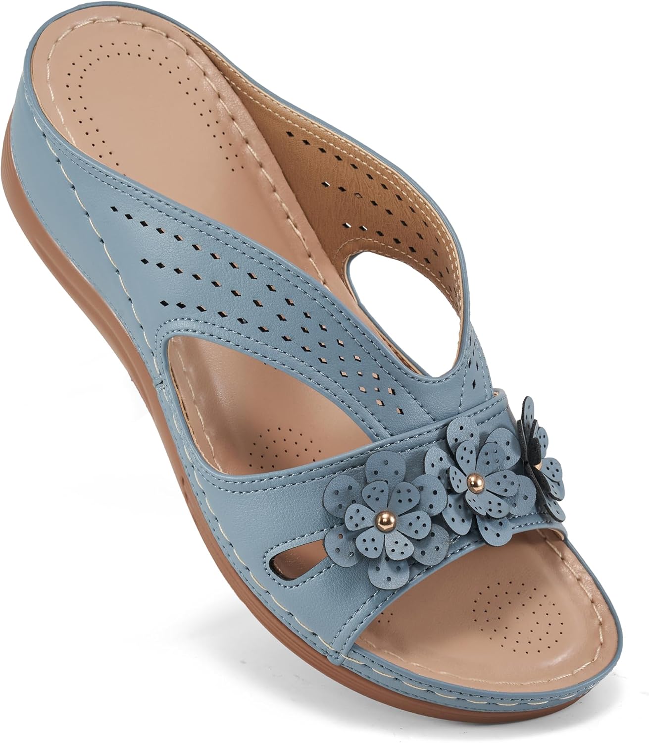 Detalle de Ecetana Women’s Wedge Sandals (Slip-On) with Memory Foam Platform Insoles