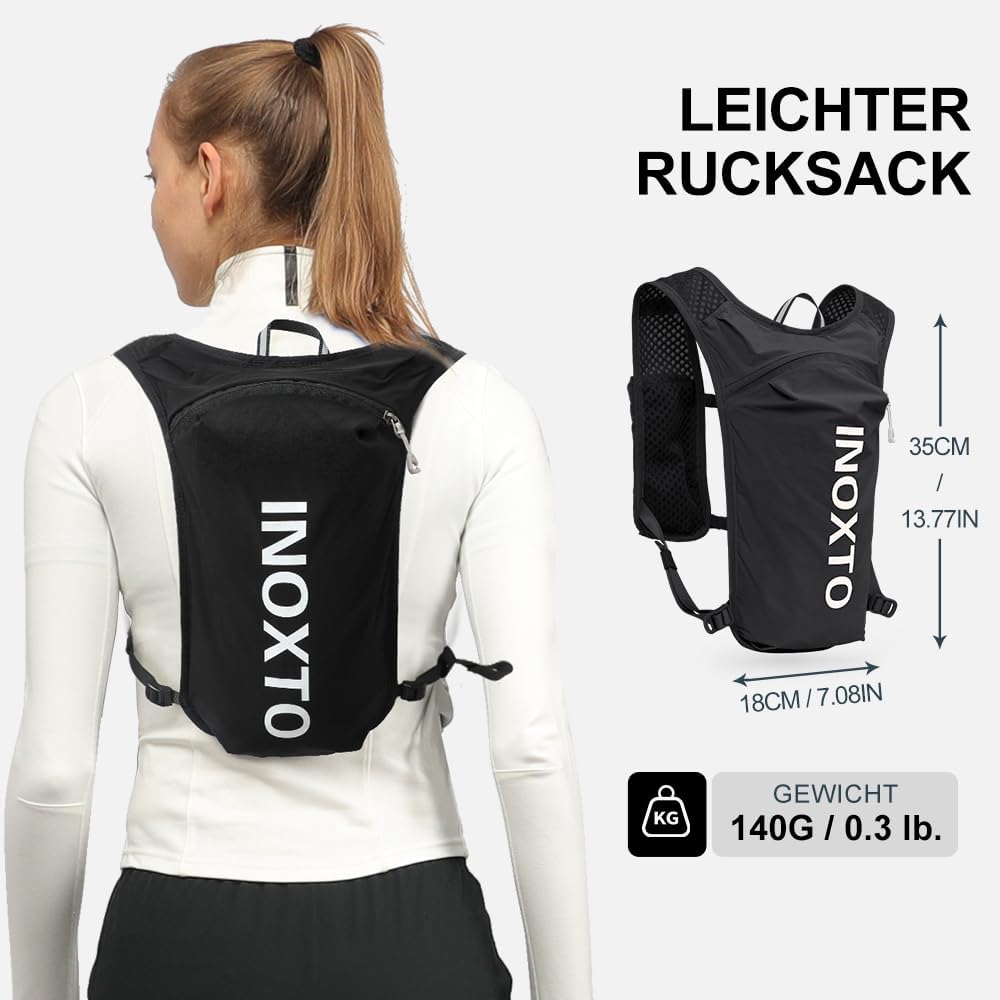 Detalle de INOXTO Laufrucksack 5L – Leichter Trinkbeutel für Outdoor, Wandern, Radfahren und Bergsteigen