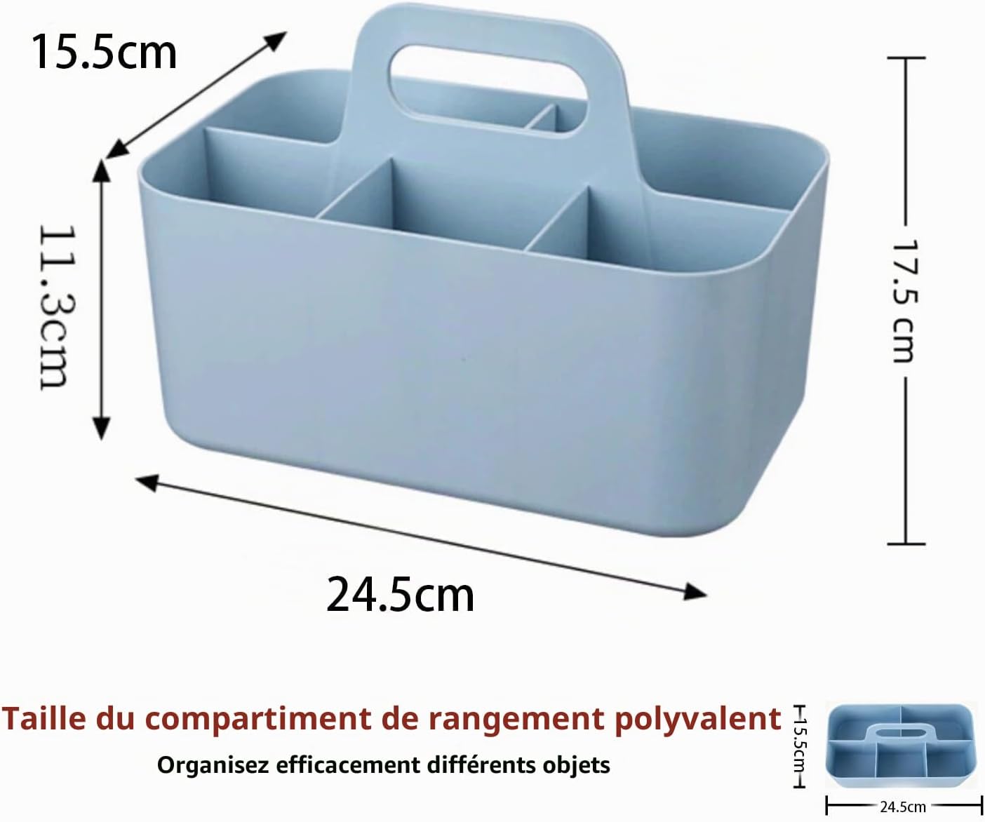 Detalle de OFFASST Storage Box-001 opbergmand, stapelbaar met handvat en 5 vakken