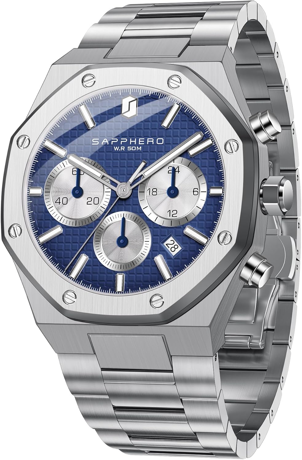 Thumbnail 5 de SAPPHERO Orologio Uomo Acciaio 50M impermeabile elegante analogico