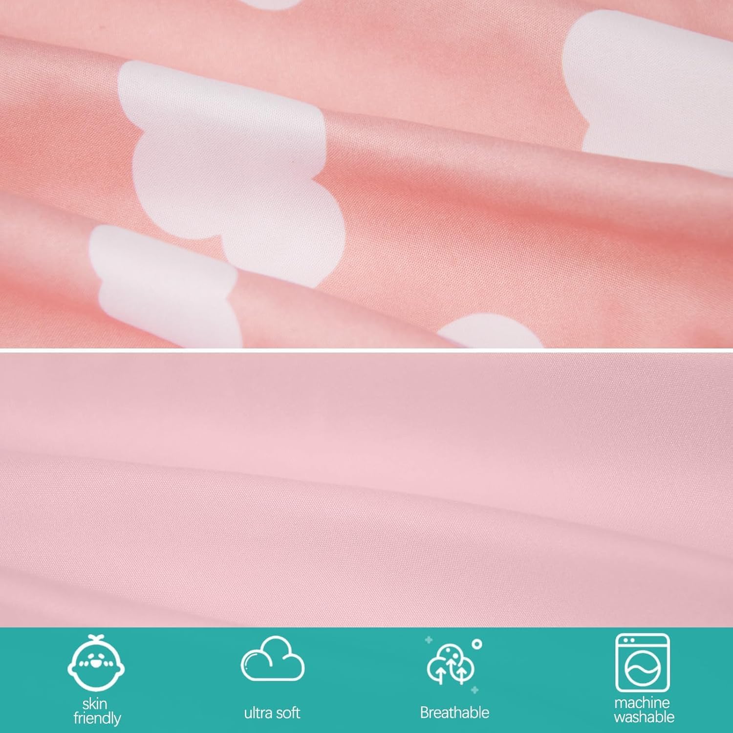 Thumbnail 2 de 4 Pack Fitted Travel Cot Sheets 95x65cm – Ultra Soft, Breathable Baby Crib Mattress Cover (Pink Cloud)
