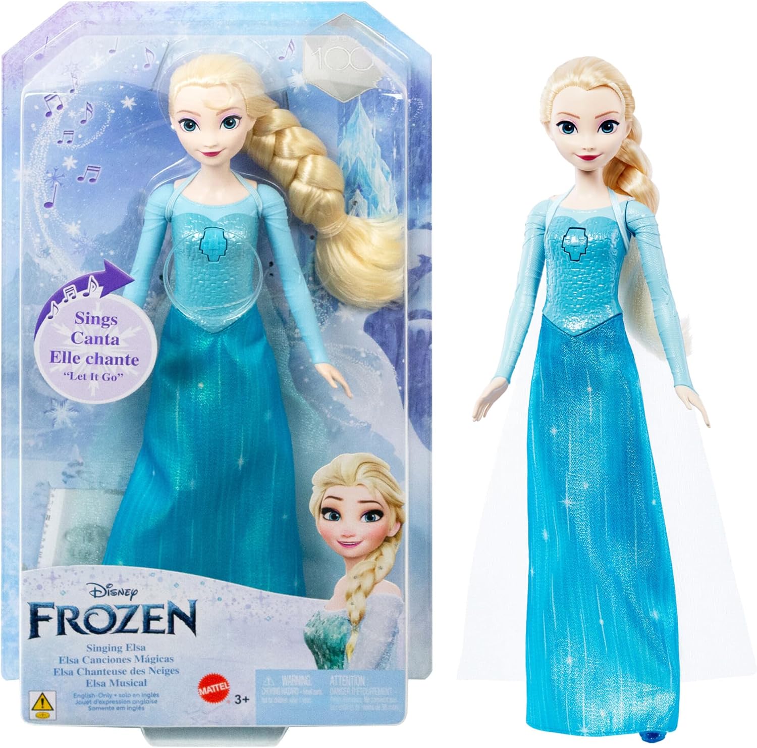 Detalle de Mattel Disney Frozen Elsa Muñeca Cantante Multilingüe 🎶