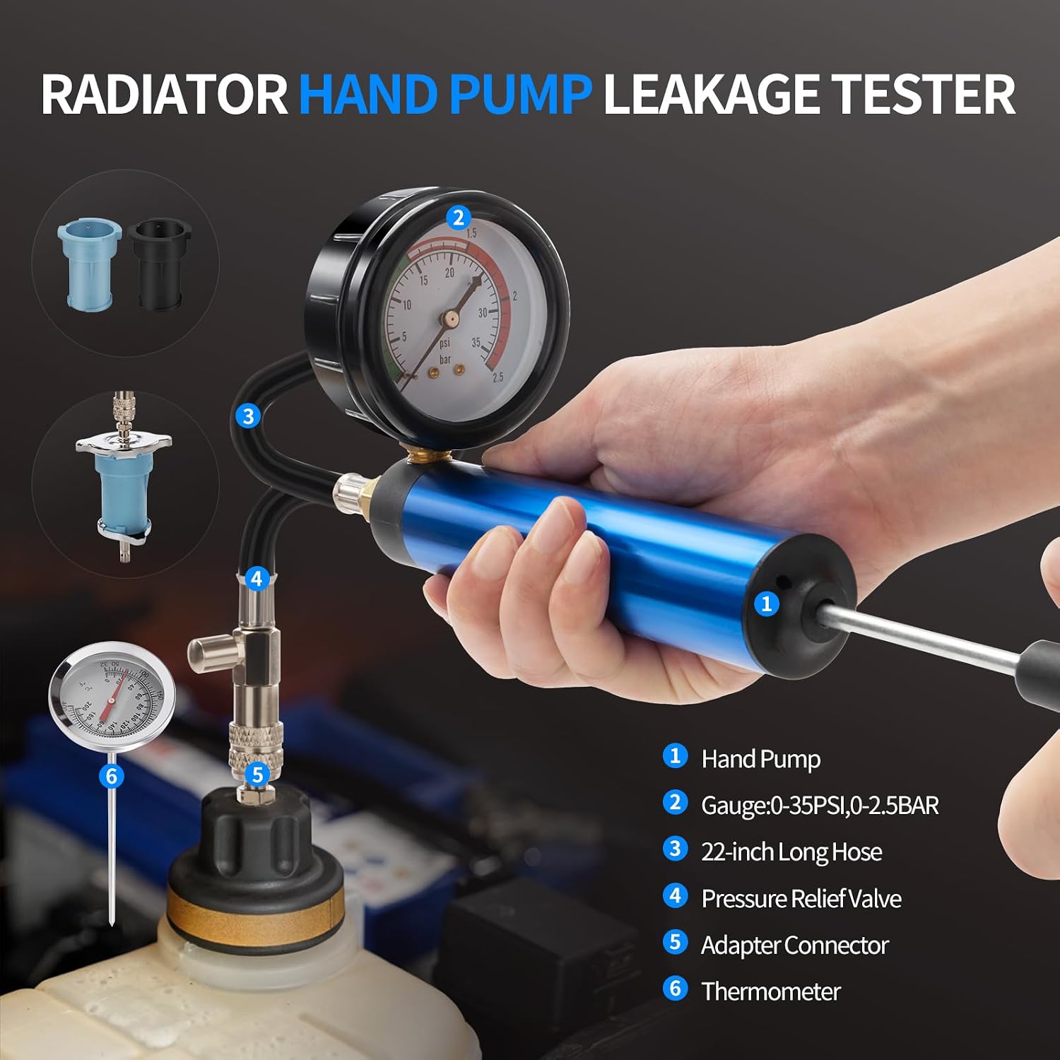Thumbnail 6 de Coolant pressure tester and vacuum refill kit, 28-piece set