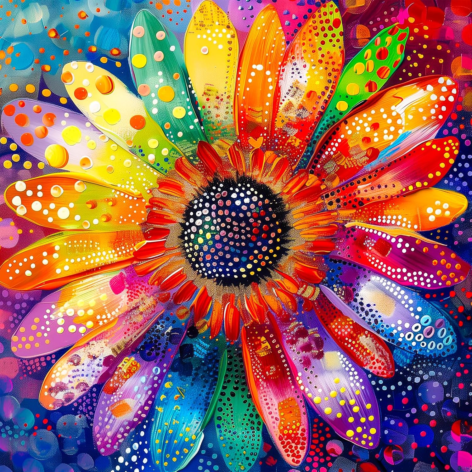 Detalle de Bgraamiens Rainbow Pointillisme Gerbera Flower 1000-Piece Jigsaw Puzzle