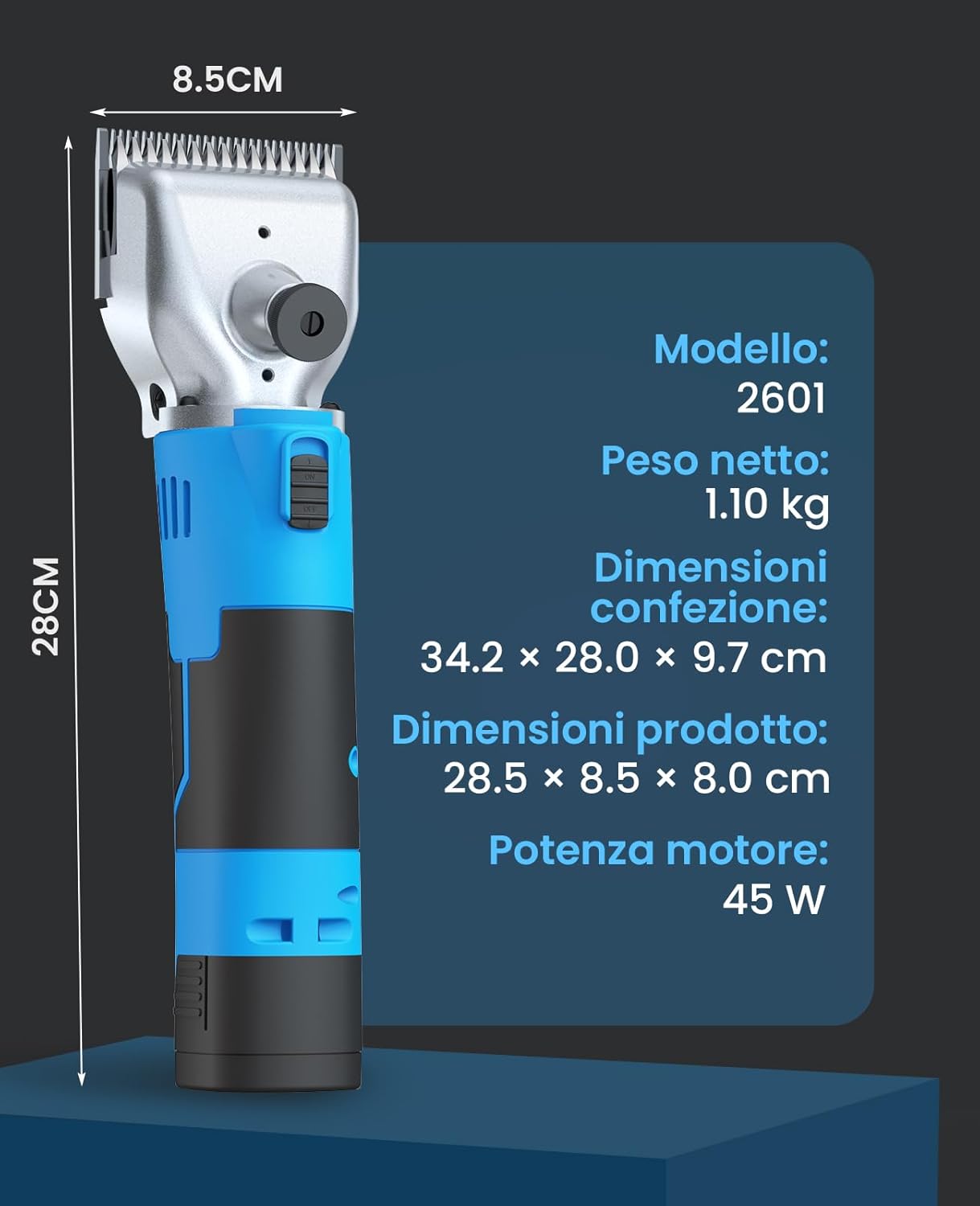 Thumbnail 6 de Oneisall Tosatrice per cavalli – Profi wireless a 2 batterie, lama dura in acciaio e motore potente