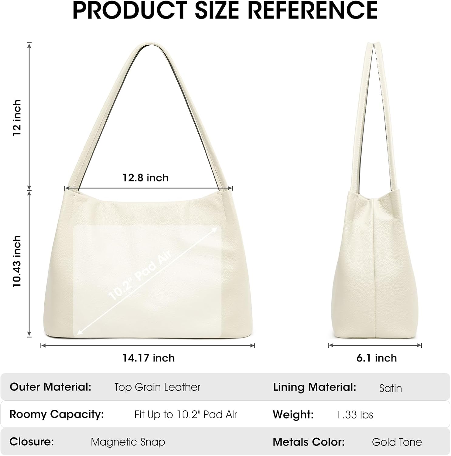 Thumbnail 3 de Kattee Sacs fourre-tout en cuir véritable souple pour femme — élégant et pratique