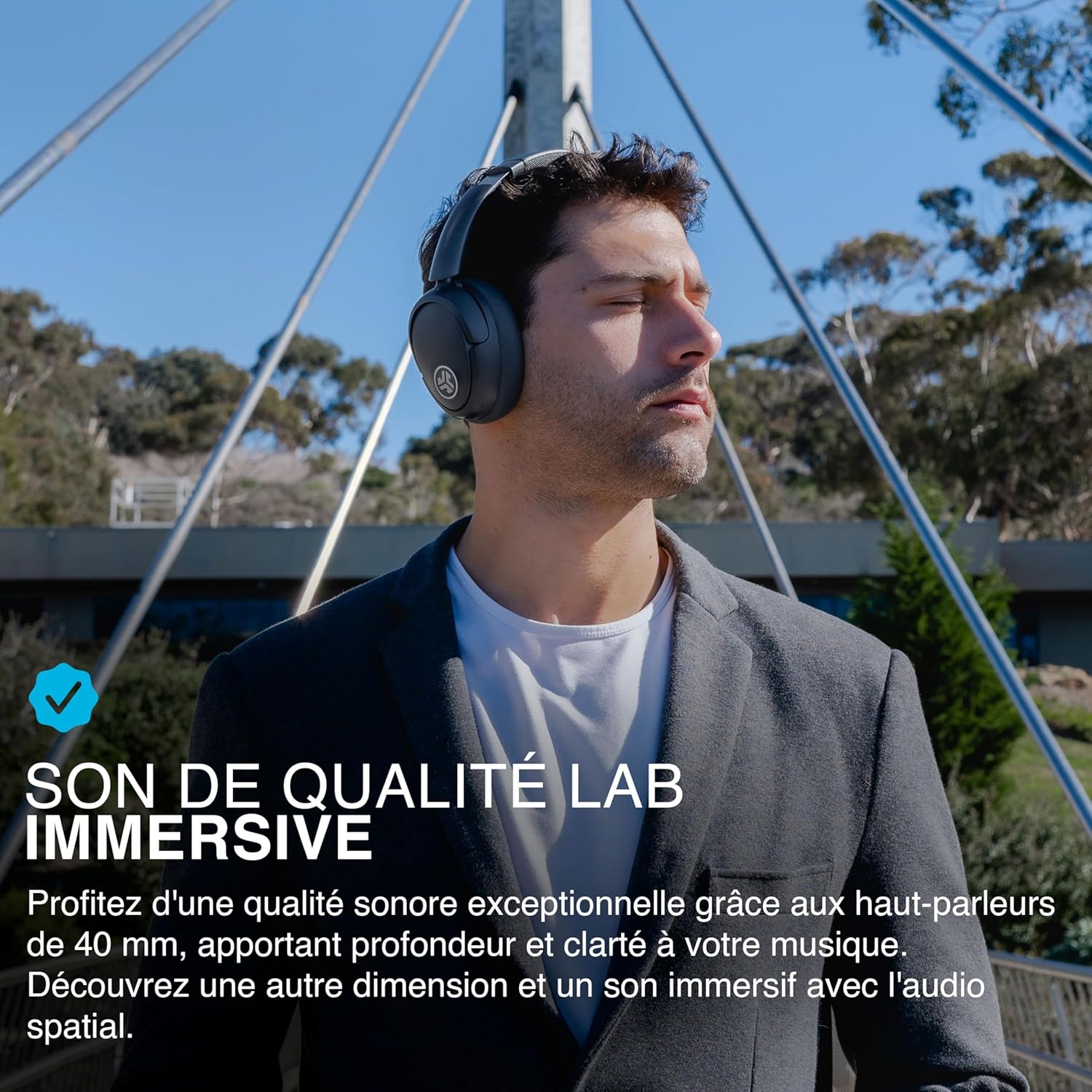 Thumbnail 3 de JLab JBuds LUX ANC : casque Bluetooth supra-auriculaire pliable avec réduction de bruit active