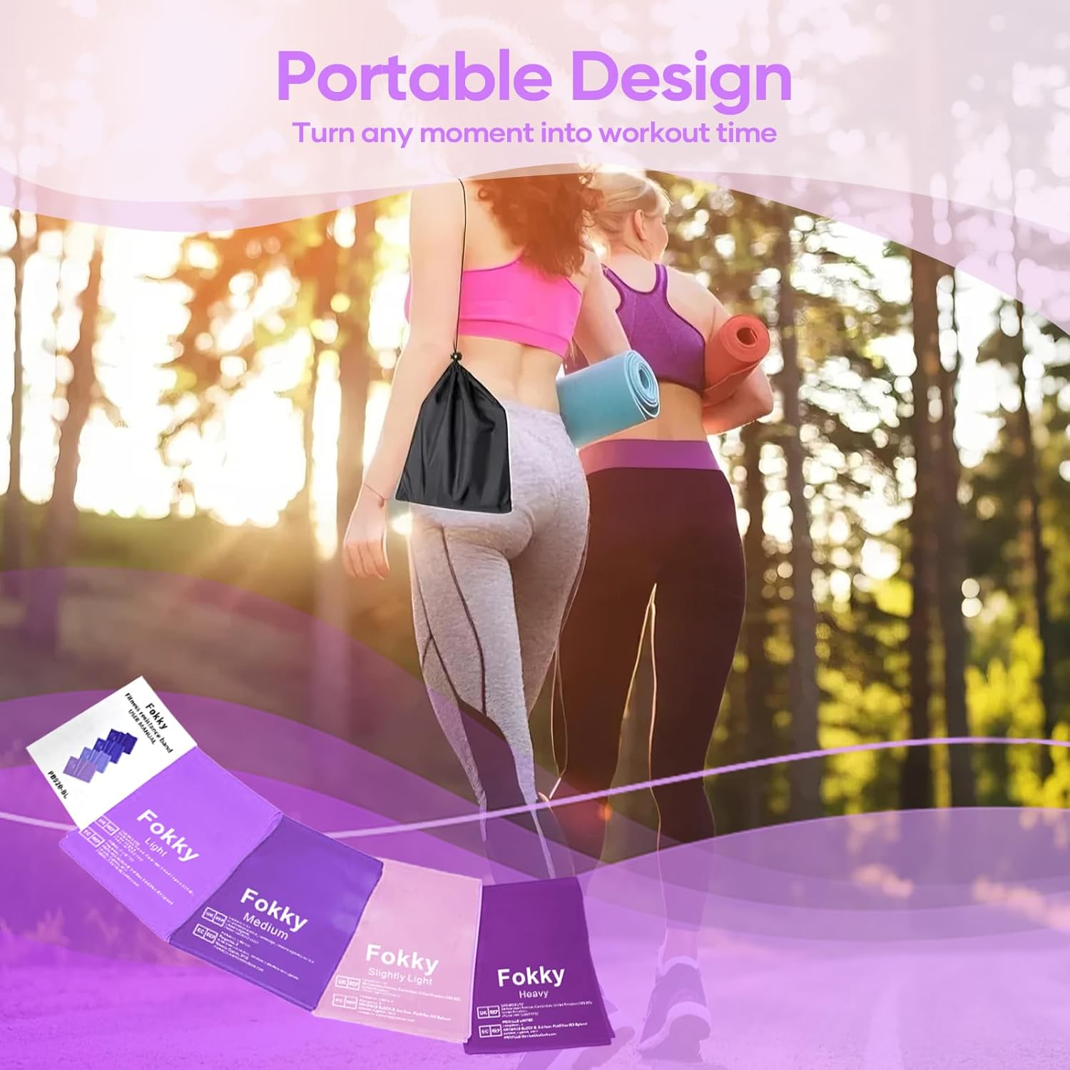 Thumbnail 6 de Fokky Fitnessbänder 4er-Set (2 m) – Resistance Bands mit 4 Widerstandsstufen für Kraftaufbau, Yoga & Pilates