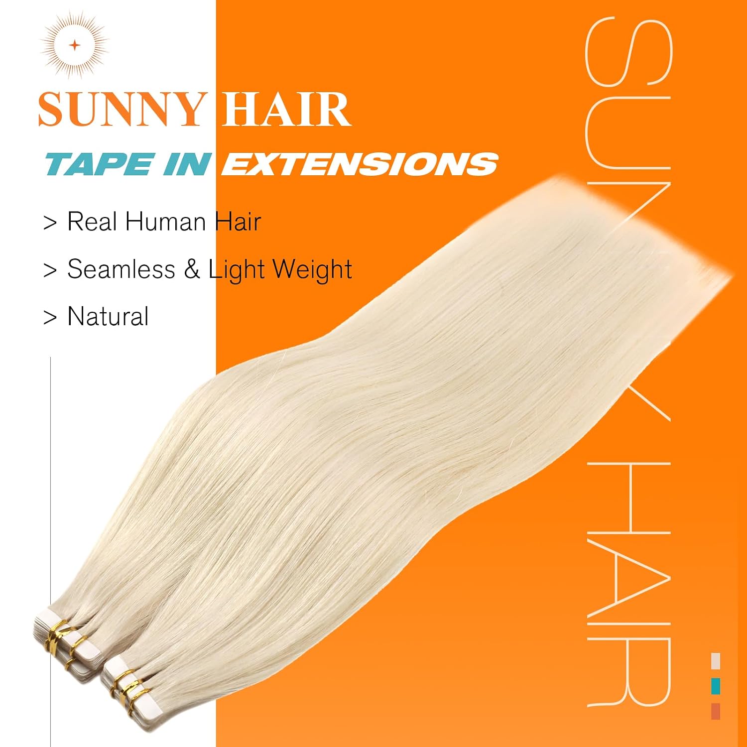 Detalle 2 de Sunny Hair Blonde Tape-In Extensions (Remy Human Hair), 28 inch, 20 pcs / 50g