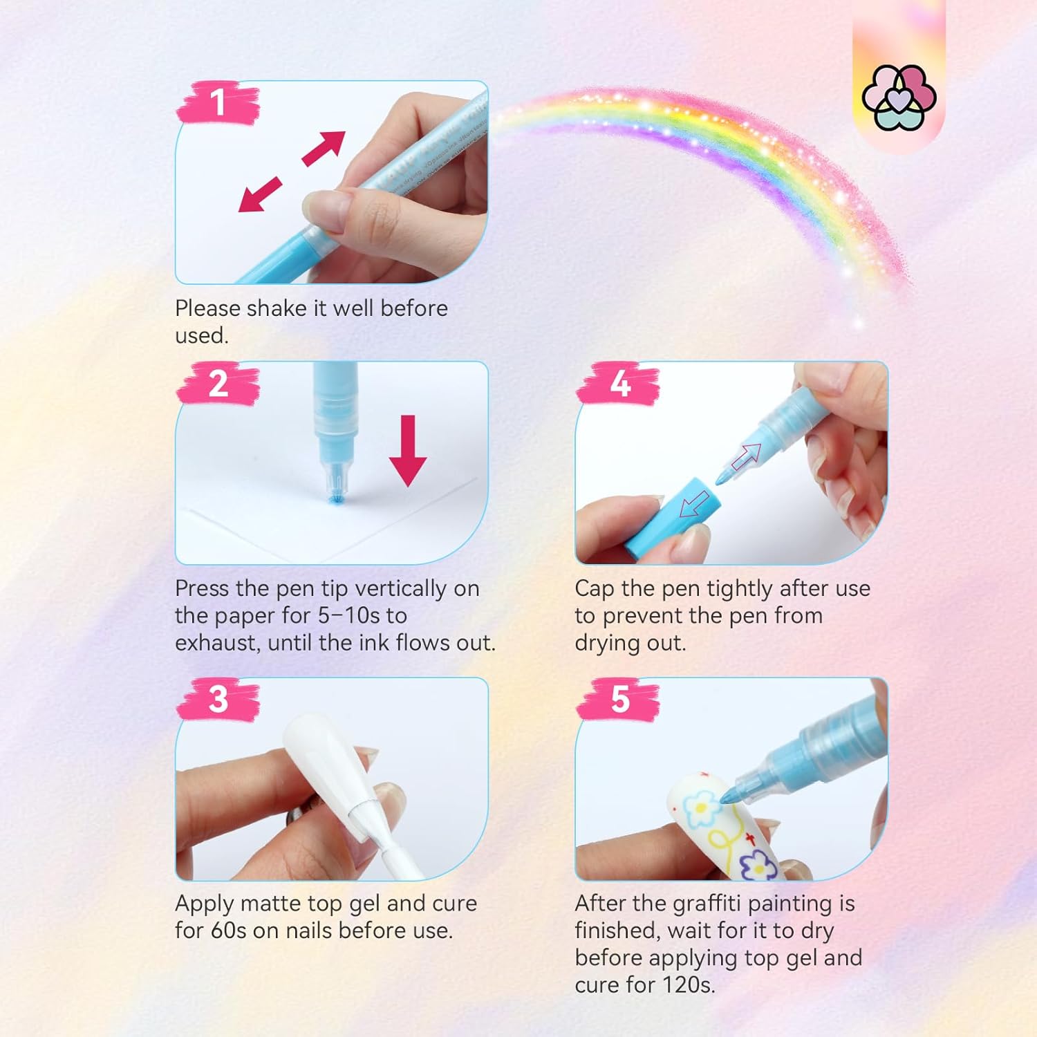 Thumbnail 6 de Saviland 12 Colors Nail Art Pens Set – 3D Nail Polish Pens for Nail Art, Acrylic Paint Pens, Nail Markers