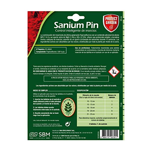 Detalle 2 de Insecticida y Fertilizante Sanium Pin de PROTECT GARDEN: doble acción para protección y nutrición de tus plantas