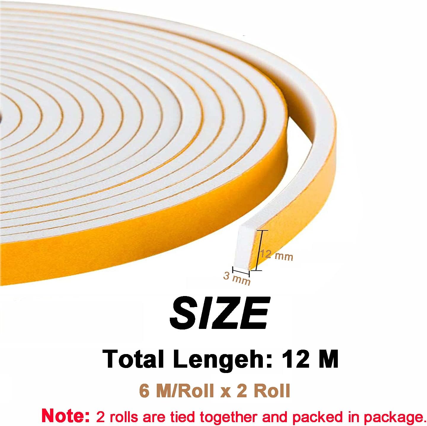 Thumbnail 1 de Dichtungsband Selbstklebend 12 mm x 3 mm, 12 m – Tür-/Fensterdichtung aus Neopren-Schaumstoff