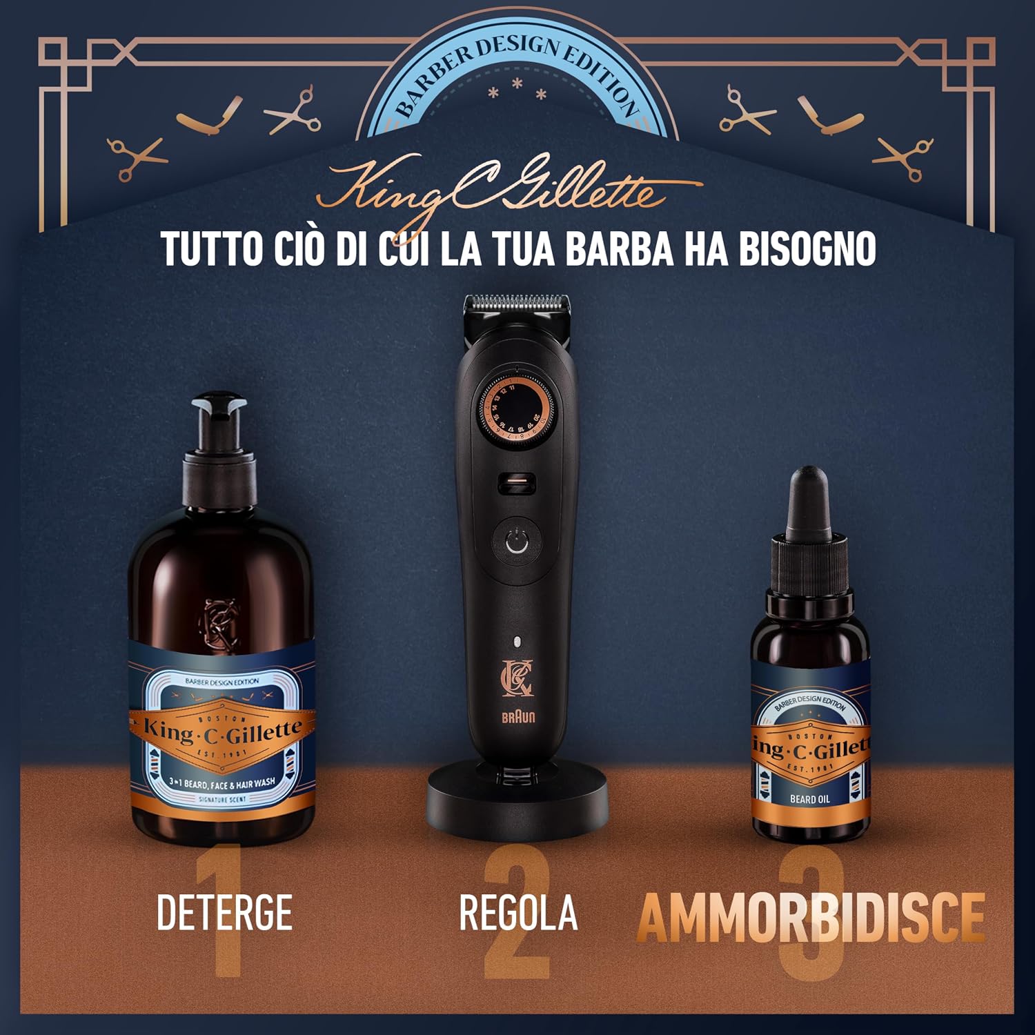 Detalle 2 de King C Gillette Olio Barba Uomo 30ml con Oli di Argan, Avocado, Macadamia e Mandorle