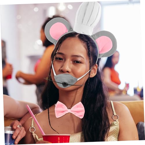 Thumbnail 4 de Kisangel 4-Piece Mouse Ears Headband Costume Set, Grey Plush