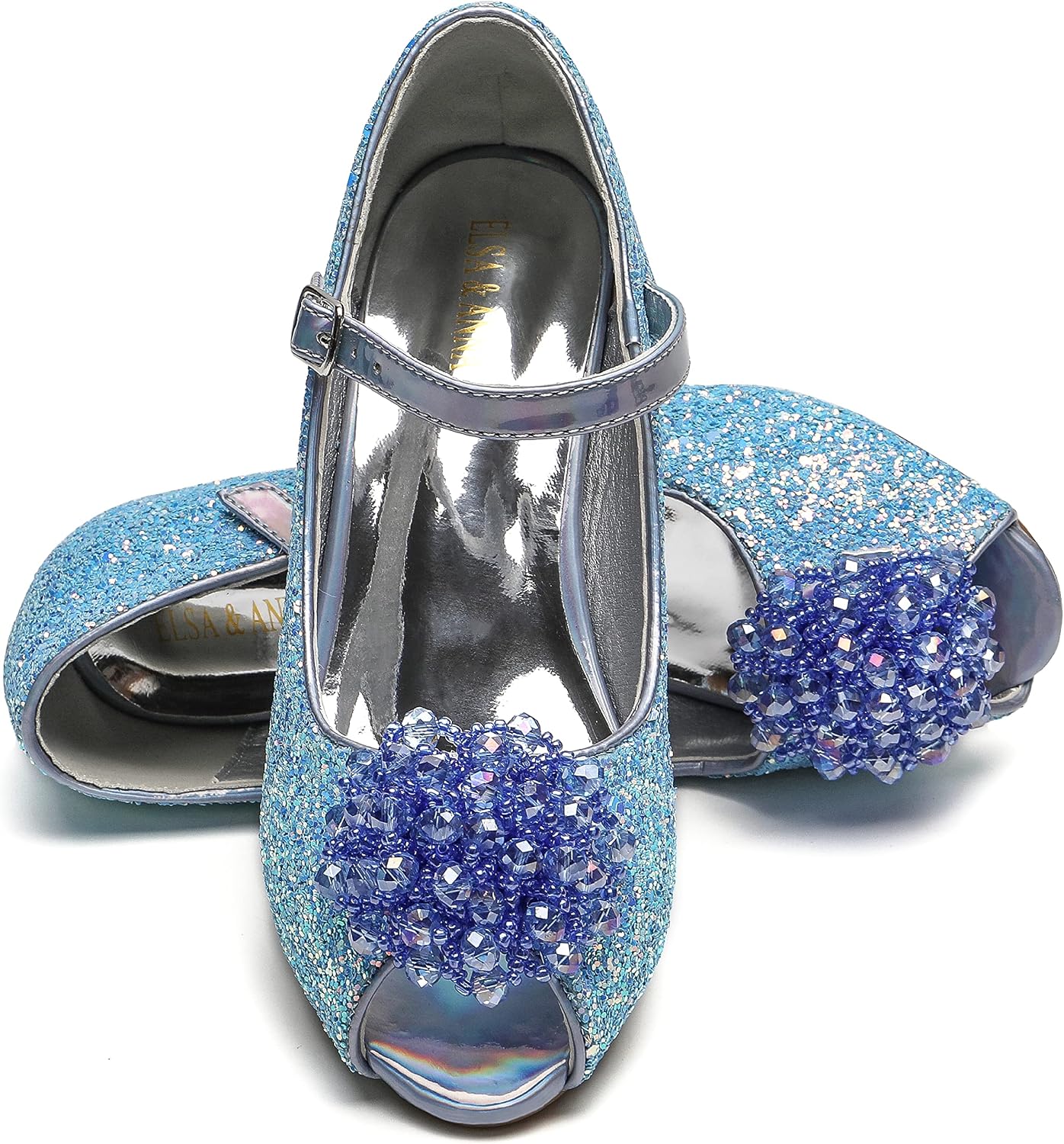 ELSA & ANNA Girls Snow Queen Princess Fancy Dress Up Party Shoes (BLU23)