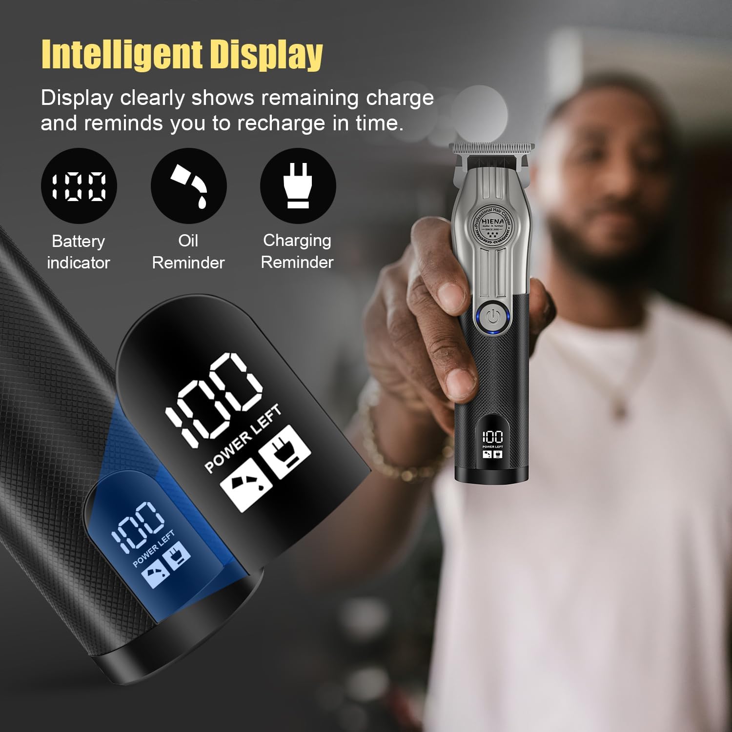 Thumbnail 6 de HIENA PRO Professional Cordless Hair Clippers & Beard Trimmer Set with Foil Shaver (Home Hair Cutting Kit)