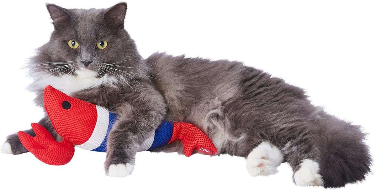 Detalle de ペティオ らくらくデンタルTOY けりぐるみ 歯みがき上手なエビ 猫用ぬいぐるみ メッシュ仕様・またたび入り