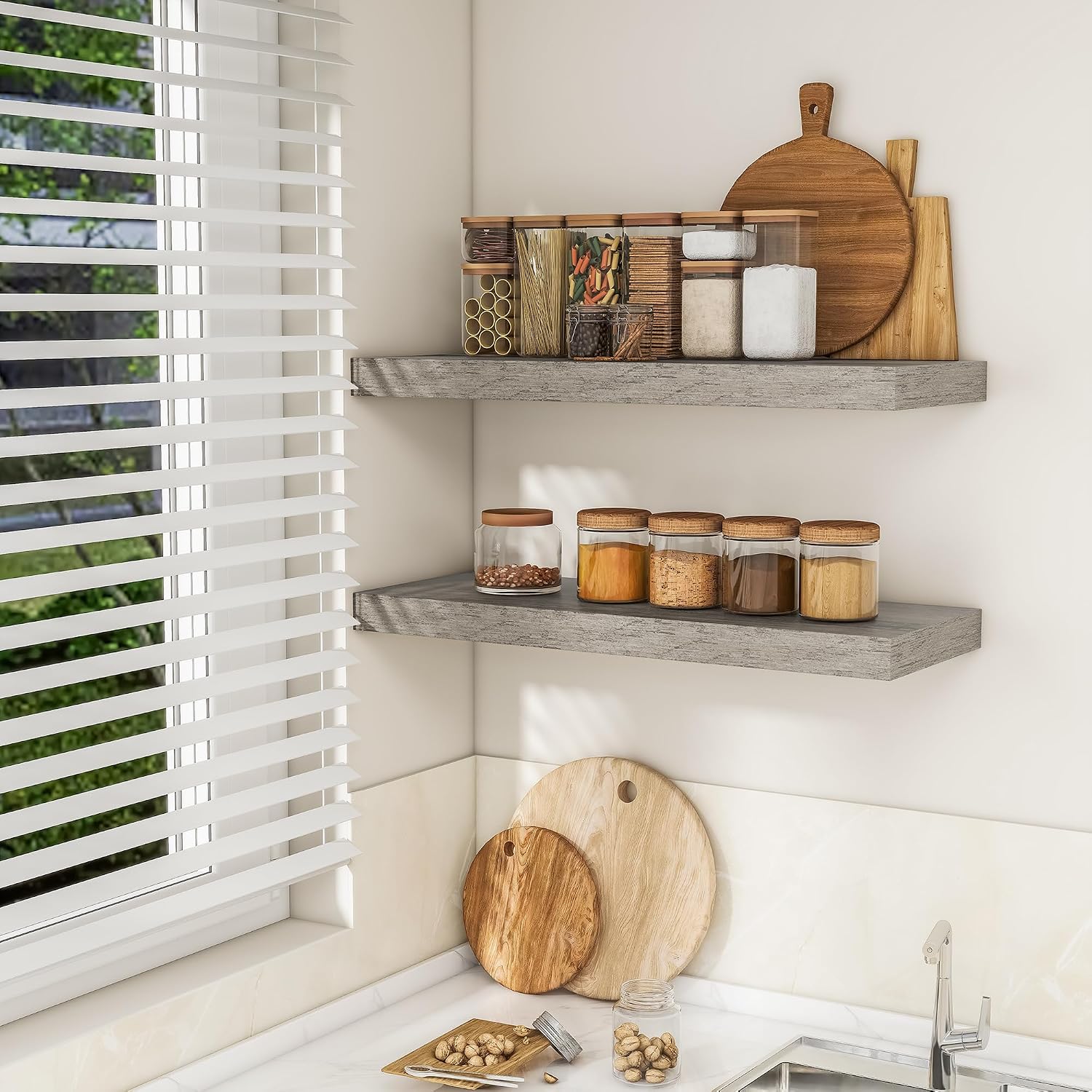 Thumbnail 3 de RICHFOCUS 36Inch Floating Shelves (2-Pack) with Invisible Brackets, Grey