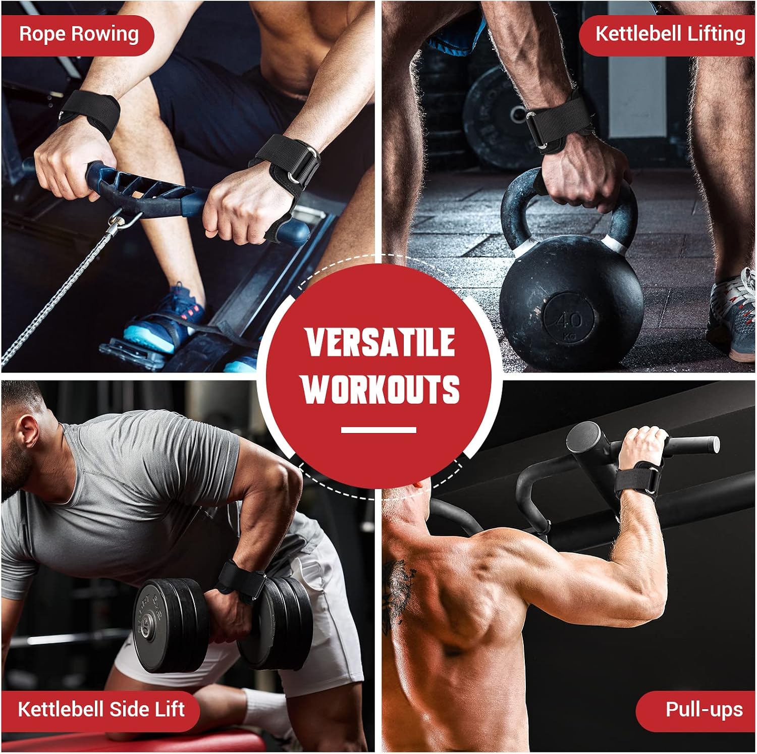Thumbnail 6 de COFOF Wrist Strap Leather Weightlifting Straps with Adjustable Neoprene Padding