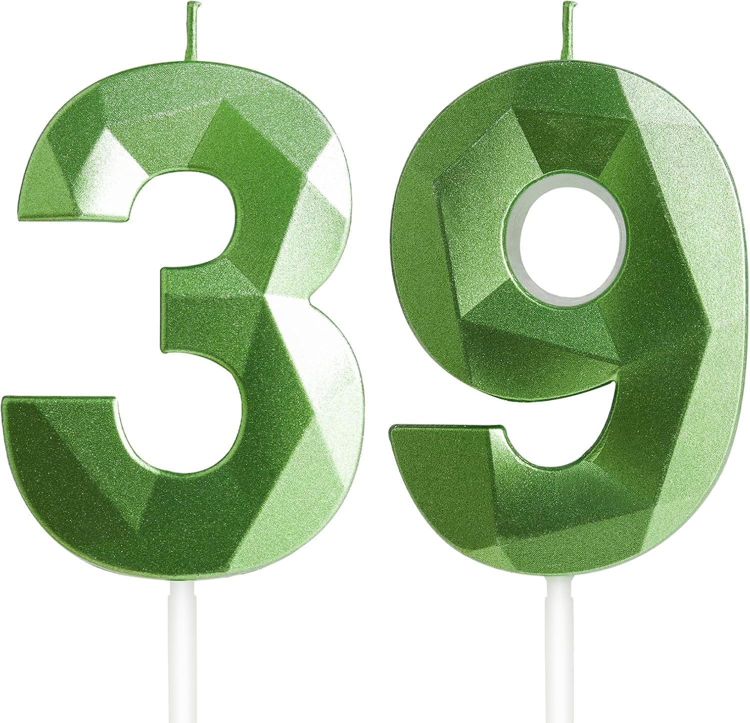 39th Birthday Candles (Number 39) — Dark Green 3 & 9 Candles for Cakes