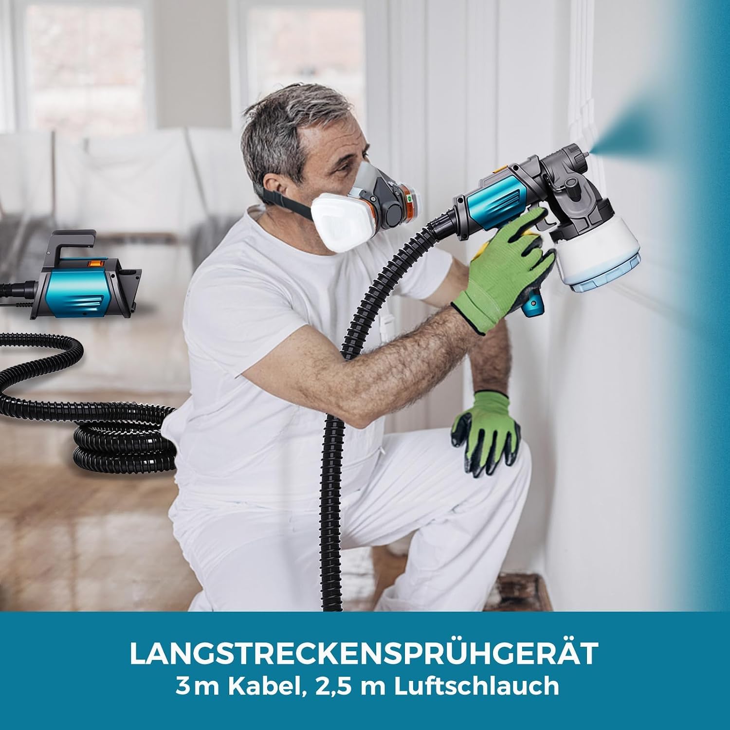 Thumbnail 6 de Tilswall Shark 800 HVLP Farbsprühsystem – vielseitig einsetzbare Spritzpistole mit 4 Düsen und 3 Sprühmodi