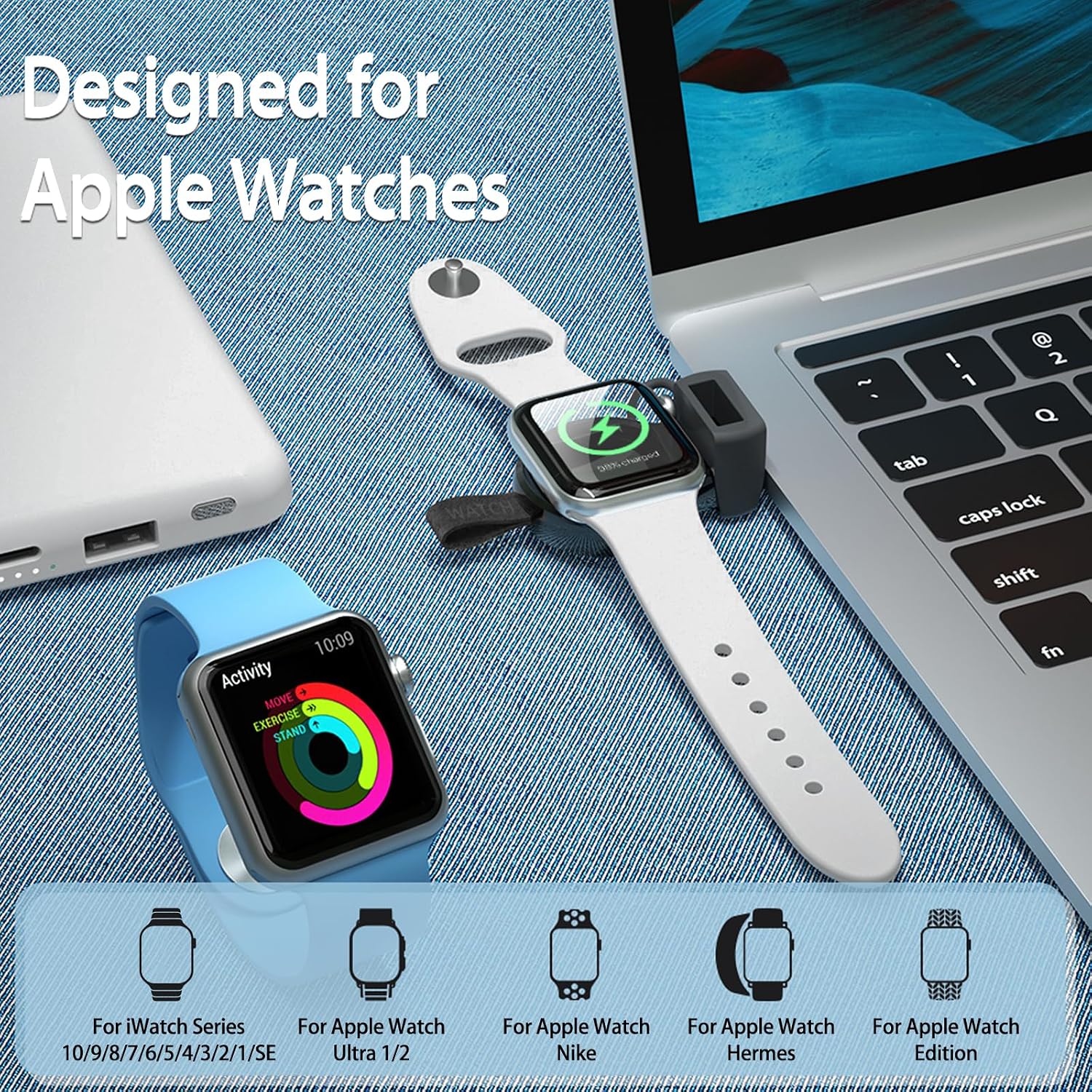 Detalle 2 de NEWDERY Wireless Charger for Apple Watch 2–3 hrs