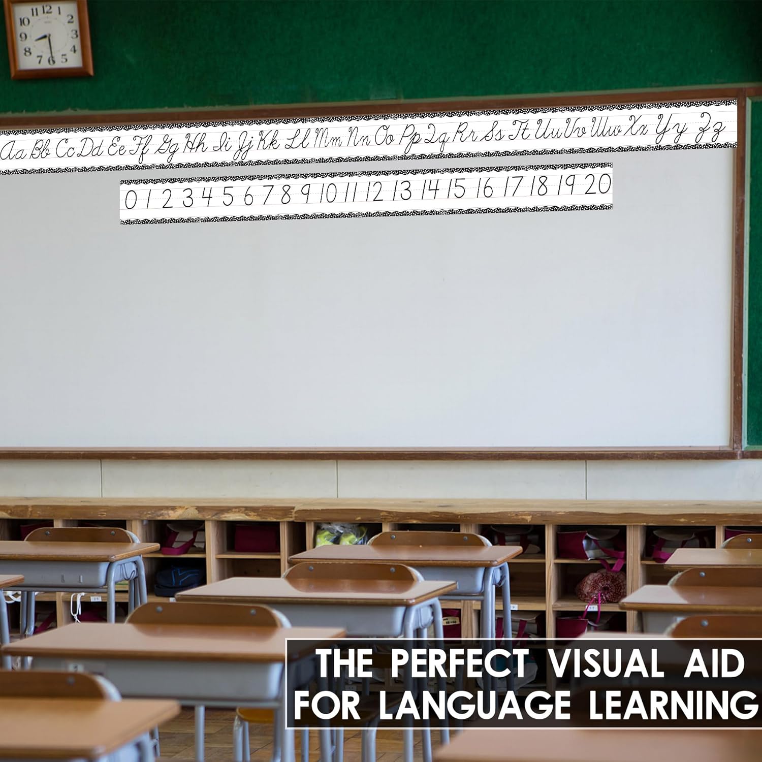 Thumbnail 6 de 15 Pieces Cursive Alphabet Line Classroom Wall Strips 📚